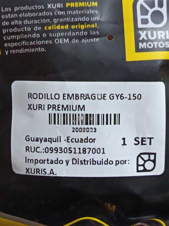 Gy6 rodillo plato embrague xuri