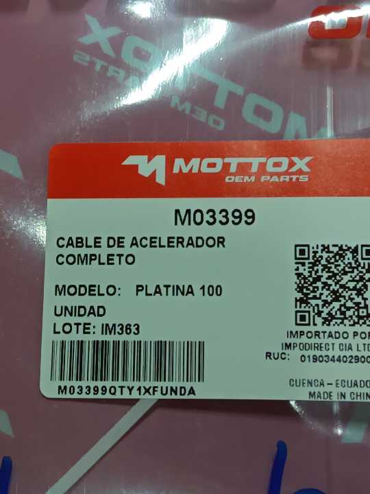 Platina 100 Cable acelerador mottox