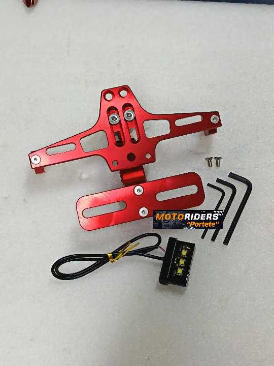 Rojo Porta placa Retráctil con luz Led universal bost