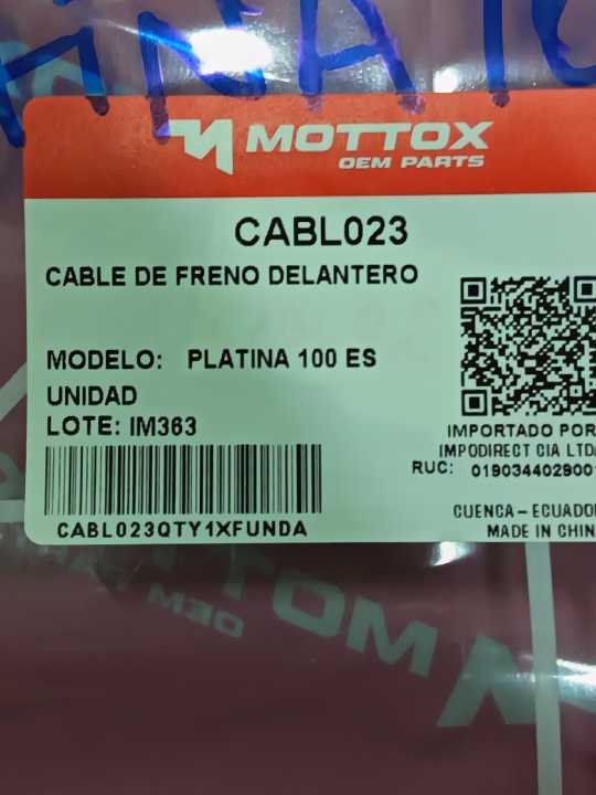 Platina 100 Cable freno mottox
