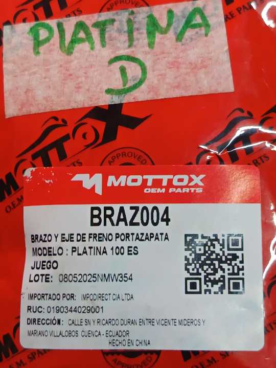 Platina 100 brazo Freno mottox